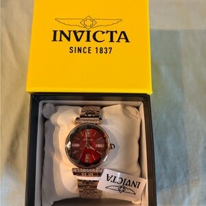 Invicta Gold Watch with Red Dial